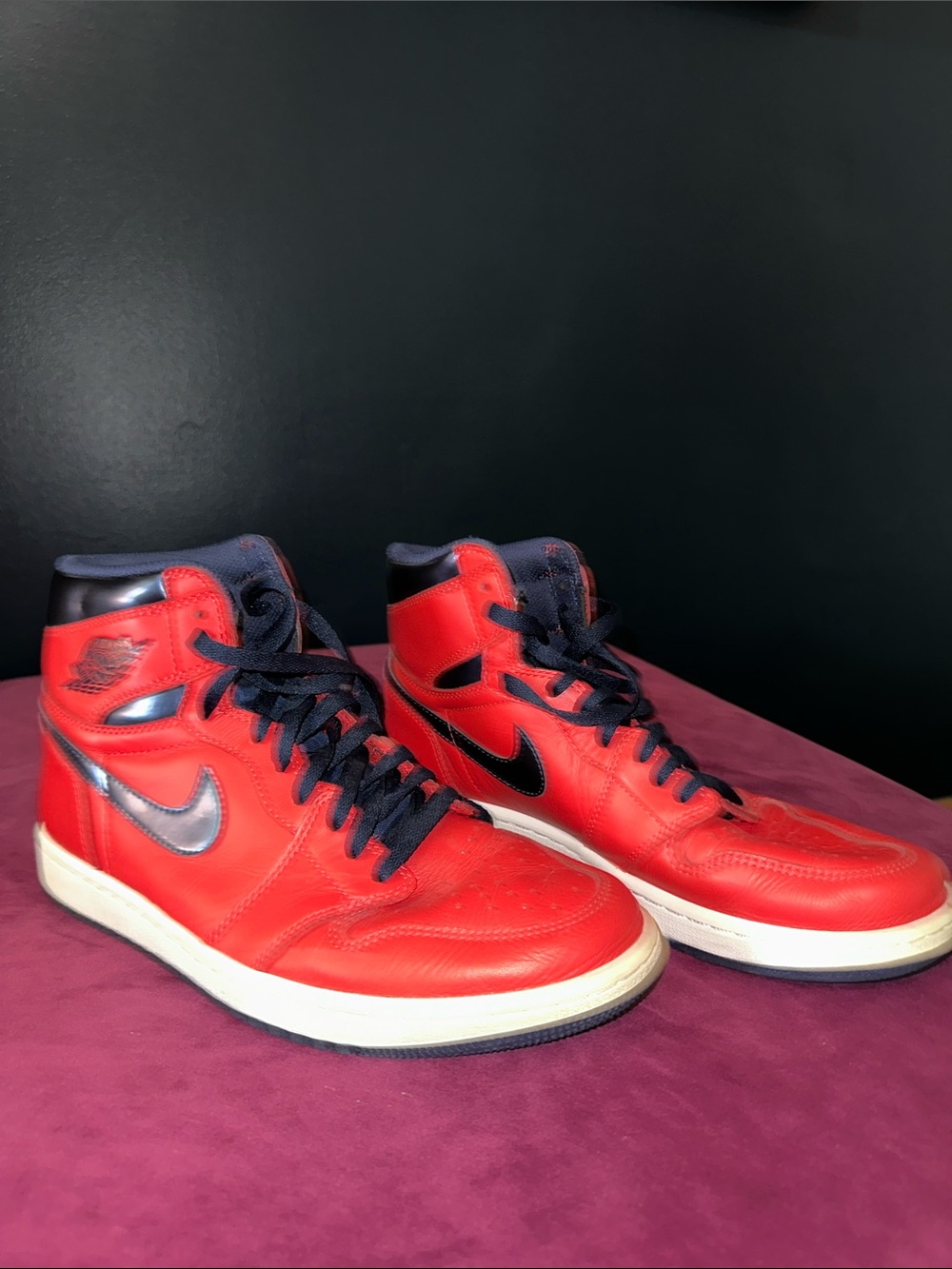 Nike Red and Black High-Top Sneakers